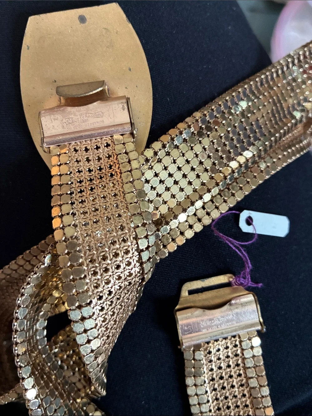 Whiting & Davis Gold Mesh Stretch Belt with Polished Clasp